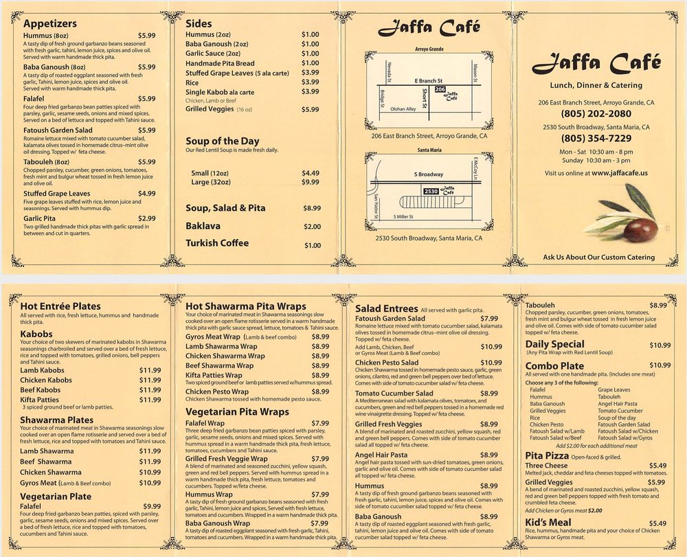 Jaffa Cafe Menu 2 Santa Maria