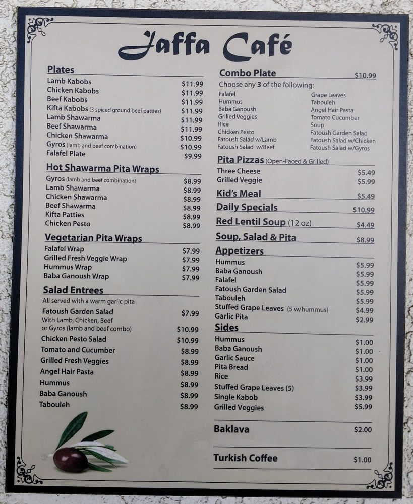 Jaffa Cafe Menu 5 Santa Maria