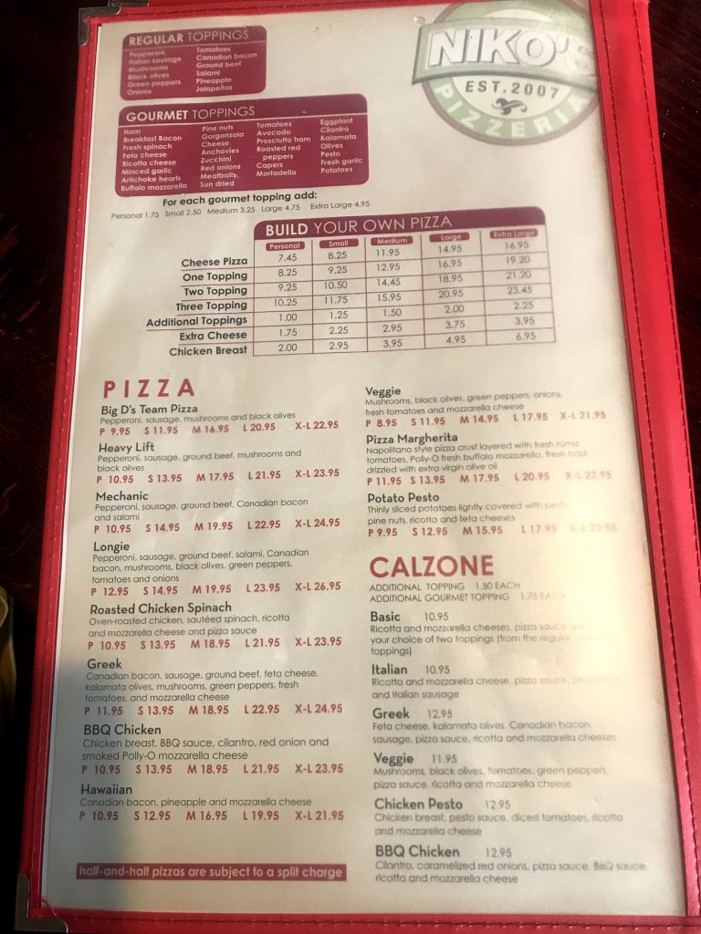 Nikos Pizzeria Menu 2 San Pedro