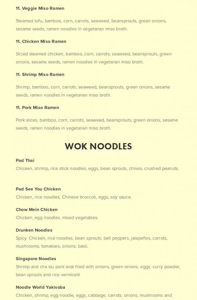 Noodle World Menu 8