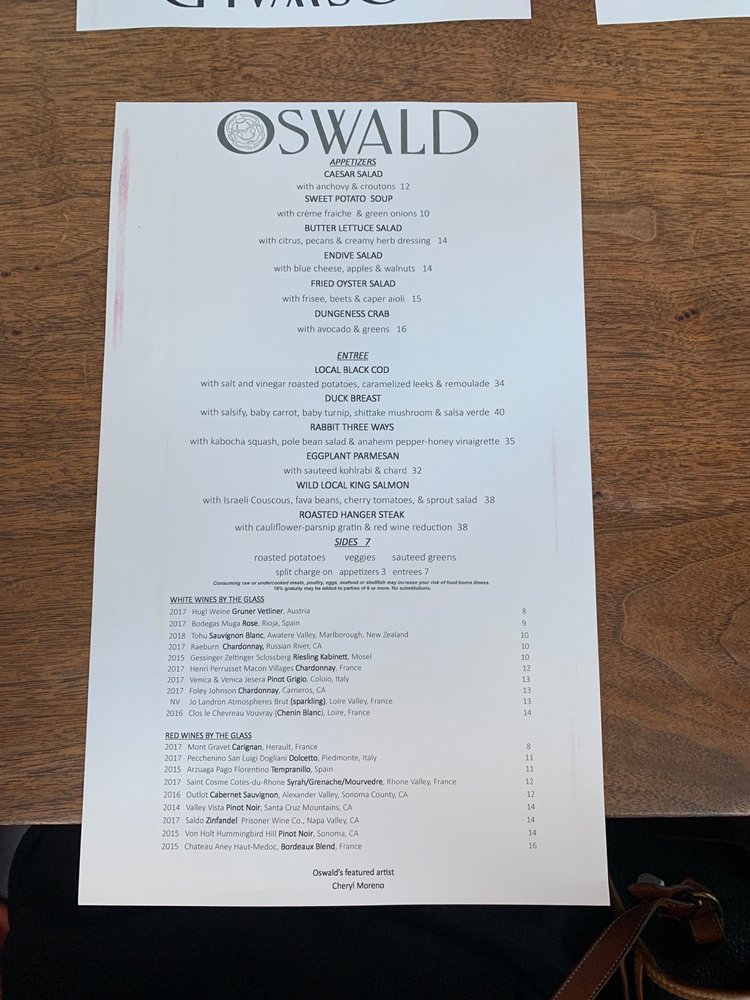 Oswald Restaurant Menu 4