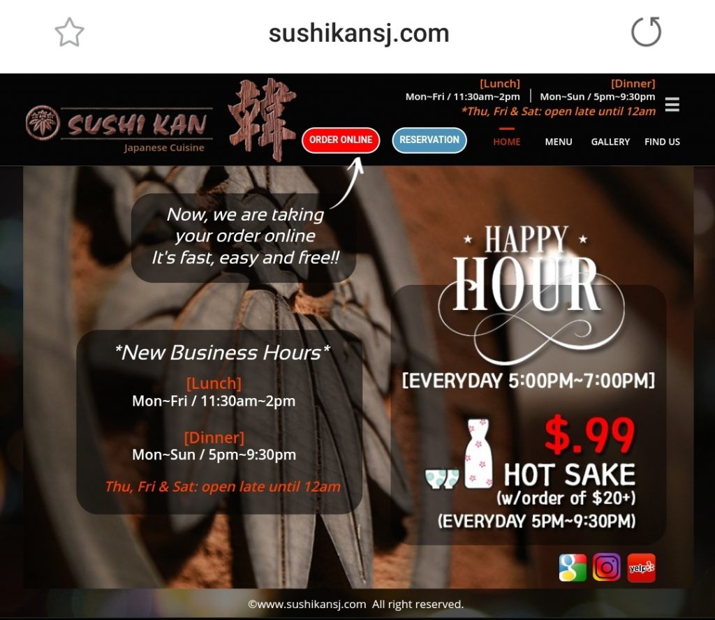 Sushi Kan Japanese Restaurant Menu 4 San Jose