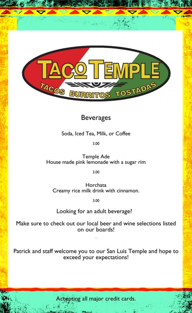 Taco Temple San Luis Obispo Menu 7