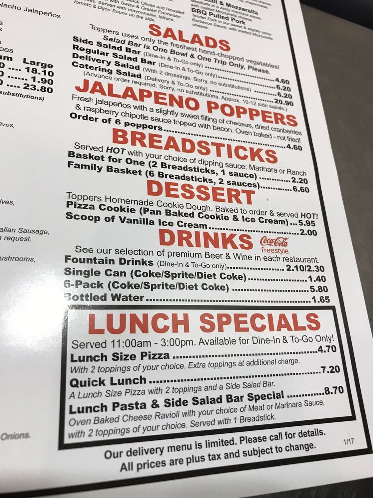 Toppers Pizza Menu 6