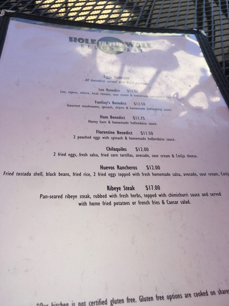 Hole in the Wall Menu 30