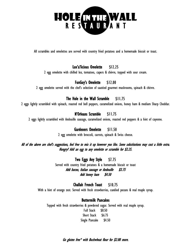 Hole in the Wall Menu 31