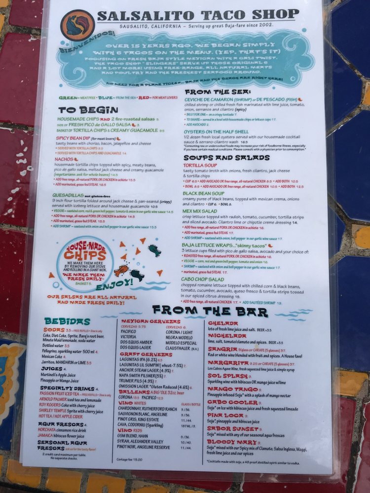 Salsalito Taco Shop Menu 2