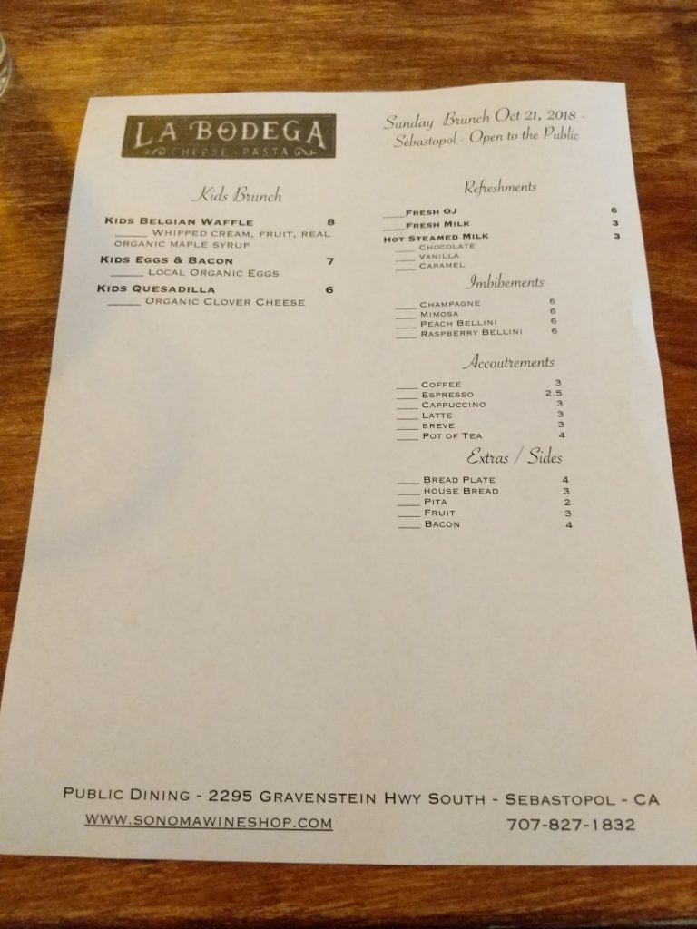 Sonoma Wine Shop La Bodega Kitchen Menu 8 Sebastopol